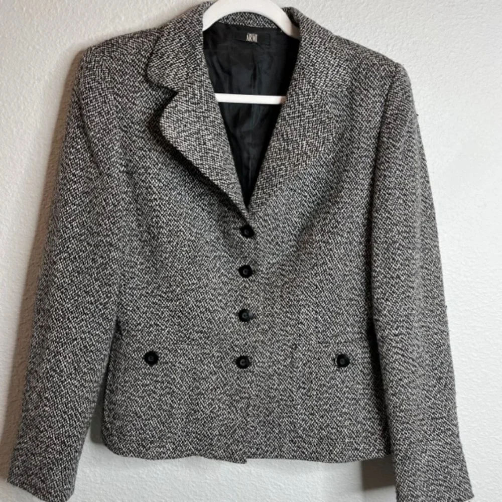 ARMI Size 8 Roxi Blazer Wool Blend Tweed Button Up Coat Jacket - Picture 2 of 13